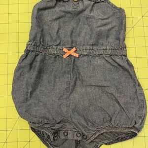 Carter's Denim Baby Romper with Orange Accent